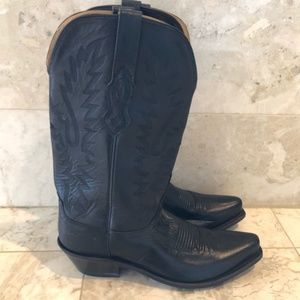 Old West Snip Toe Black Cowboy Boots worn once